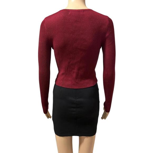 Forever 21 Burgundy Lace-Up Ribbed Sweater - Picture 4 of 5